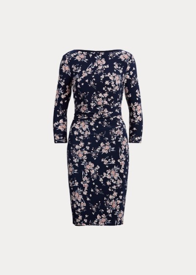 Women's Ralph Lauren Floral Ruched Jersey Dresses | 581927XQC